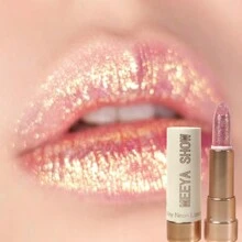 Pink & Gold Pearl Shine Lipstick, Glitter Lip Gloss, Perfect For Parties, Stage Performance, Cosplay, Valentine's Day Gift - 07# - View 3