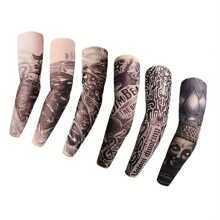 10 New 100% Nylon Elastic Fake Temporary Tattoo Sleeves With Body And Arm Socks, Suitable For Cool Tattoos For Both Men And Women (Random Patterns) (Please Make Sure This Is The Same Style! It Was You Who Said The Official Image Information Was Incorrect That I Added Detailed Pictures!!) - Multicolor - View 3