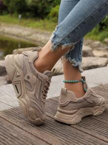 Giày thời trang nữ màu Khaki, giày thể thao đế cao đa năng, size 35-41 - Màu Khaki - Xem 5