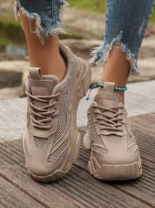 Giày thời trang nữ màu Khaki, giày thể thao đế cao đa năng, size 35-41 - Màu Khaki - Xem 3