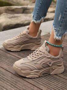 Giày thời trang nữ màu Khaki, giày thể thao đế cao đa năng, size 35-41 - Màu Khaki - Xem 2