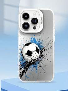 Custodia ibrida per smartphone compatibile con iPhone, Galaxy, Redmi, OPPO ed altri, realizzata in TPU morbido e PC rigido, con pattern laser a tema calcio