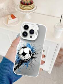 Custodia ibrida per smartphone compatibile con iPhone, Galaxy, Redmi, OPPO ed altri, realizzata in TPU morbido e PC rigido, con pattern laser a tema calcio