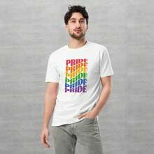 LGBT Pride T-Shirt. "PRIDE Waves." Diversity T-Shirt, Equality Print. White T-Shirt, Short Sleeve. Round Neck.
