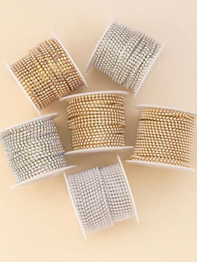 1 Roll 6.5# 2mm 400cm Super Sparkle Diamond Chain, For Nail Art, Footwear & Clothing Decor, DIY Jewelry Making, Rhinestone & Pearl Decorative Chain