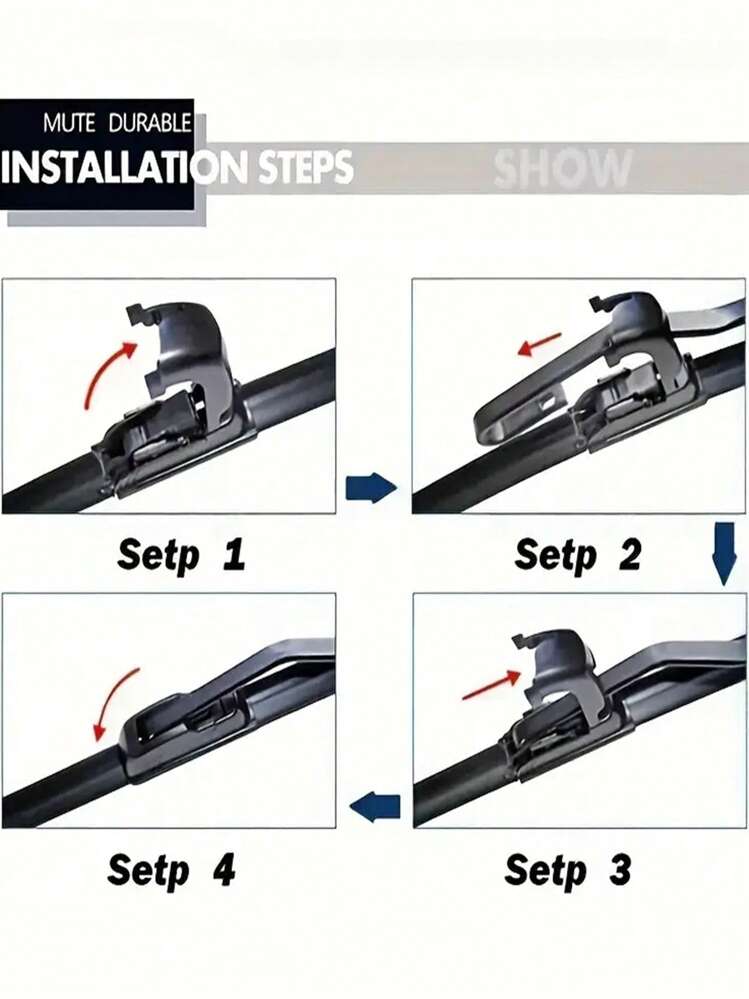 1pc Universal U-Shaped Boneless Car Wiper Blade, Windshield Wiper Rubber Strip - Black - View 3