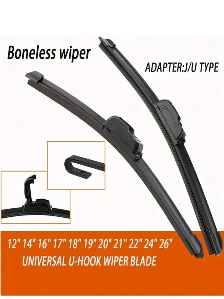 1pc Universal U-Shaped Boneless Car Wiper Blade, Windshield Wiper Rubber Strip - Black - View 10