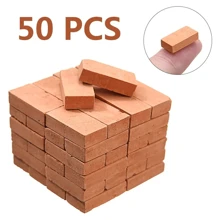 50 piezas Ladrillos a escala 1:16, bloques realistas diminutos rojos/grises, mini ladrillos artesanales, azulejos en miniatura, para modelado de casas, accesorios de paisajismo, DIY de cocina y jardín, adecuados para decoración de jardín de hadas, mejores regalos - Color caoba - Ver 14