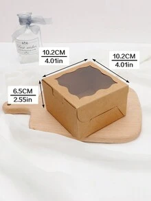 10pcs Mini Pastry Baking Cookie Afternoon Tea Packaging Box Gift Bag Party Kitchen - Brown - View 6