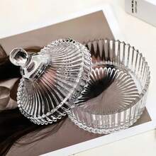 1 lọ kẹo thủy tinh pha lê trong suốt có nắp, hộp đựng đồ ăn nhẹ, hộp trang sức, giá đựng nến hoặc vật trang trí trưng bày hình Yurt để sử dụng tại nhà - trắng - Xem 5