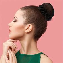 6 件黑色发髻发网弹力隐形发网可重复使用弹性网状发髻罩芭蕾舞演员银行职员护士发饰女士美发工具 - 黑色 - 查看 3