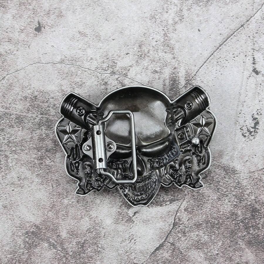 Fox Red Eye Skull Zinc Alloy Belt Buckle, 3.9cm Inner Diameter, Smooth