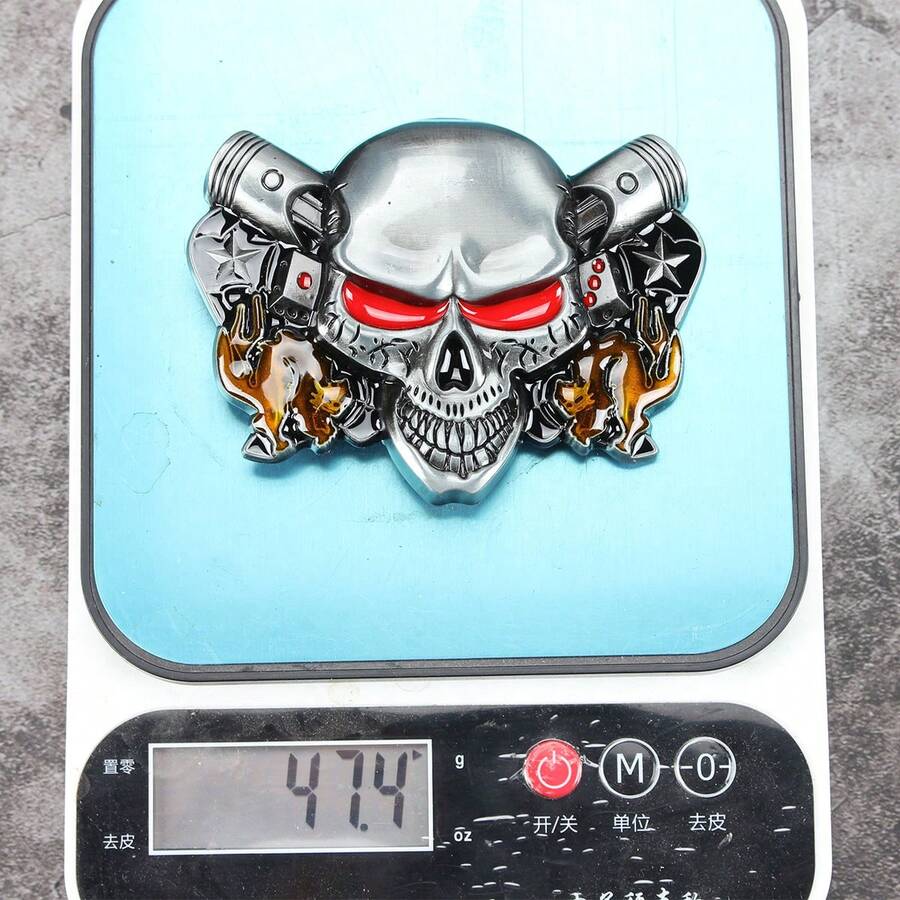 Fox Red Eye Skull Zinc Alloy Belt Buckle, 3.9cm Inner Diameter, Smooth