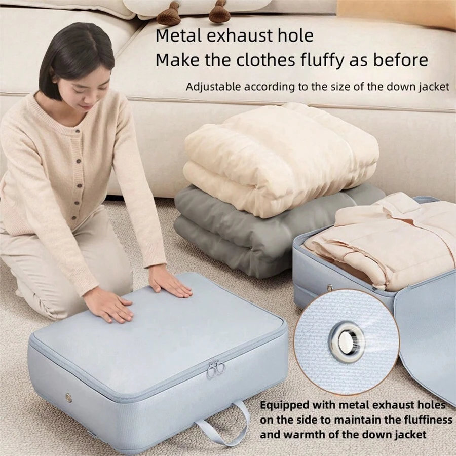 1pc Portable Down Jacket Storage Bag, Travel Compressed Handbag With Large Capacity For Household Clothing Organization - Multicolor - View 1