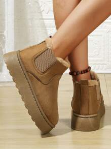 Women's New Thick-Soled, Comfortable And Lightweight Outdoor Street Fashion Sports Short Boots With Inner Plush For Warmth, Suitable For Snowy Days