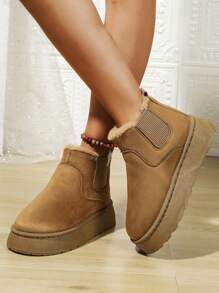 Women's New Thick-Soled, Comfortable And Lightweight Outdoor Street Fashion Sports Short Boots With Inner Plush For Warmth, Suitable For Snowy Days