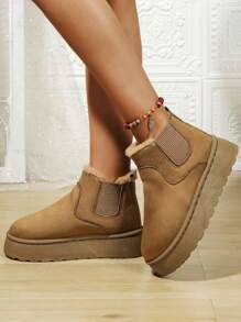 Women's New Thick-Soled, Comfortable And Lightweight Outdoor Street Fashion Sports Short Boots With Inner Plush For Warmth, Suitable For Snowy Days