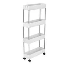 4-Layer Ultra-Thin, Mobile Multi-Functional Slim Storage Cart,Suitable For Kitchen, Bathroom, Laundry Room Narrow Place, Plastic And Stainless Steel, White - 白色 - 查看 5