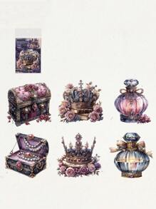 1包裝/12入組復古手帳貼紙，創意美學黏貼貼紙，DIY裝飾拼貼材料，節日禮物，個性化剪貼簿學校文具 - 彩色 - 查看 13