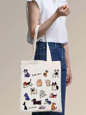 Bolso de hombro con estampado de moda para perros pequeños, bolso de lona casual para damas para ir de compras, dar clases, trabajo de oficina, salir, uso estudiantil, picnics, bolso de regalo, bolso para perros salchicha, ideas creativas de regalos de Navidad