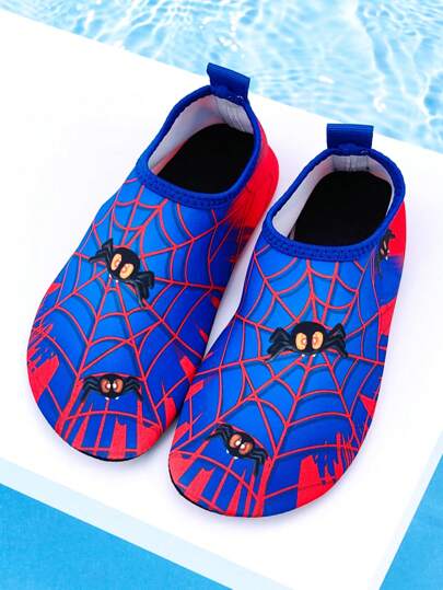 Spider Kids Summer Outdoor Beach Shoes, Blue Spider Soft Bottom Lightweight Breathable Water Shoes For Swimming, Beach, Hiking, Boys