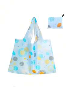 1 件大容量可折叠购物袋，可重复使用手提袋，创意印花手提包，适合野餐午餐携带、杂货店购物 - 彩色 - 查看 9