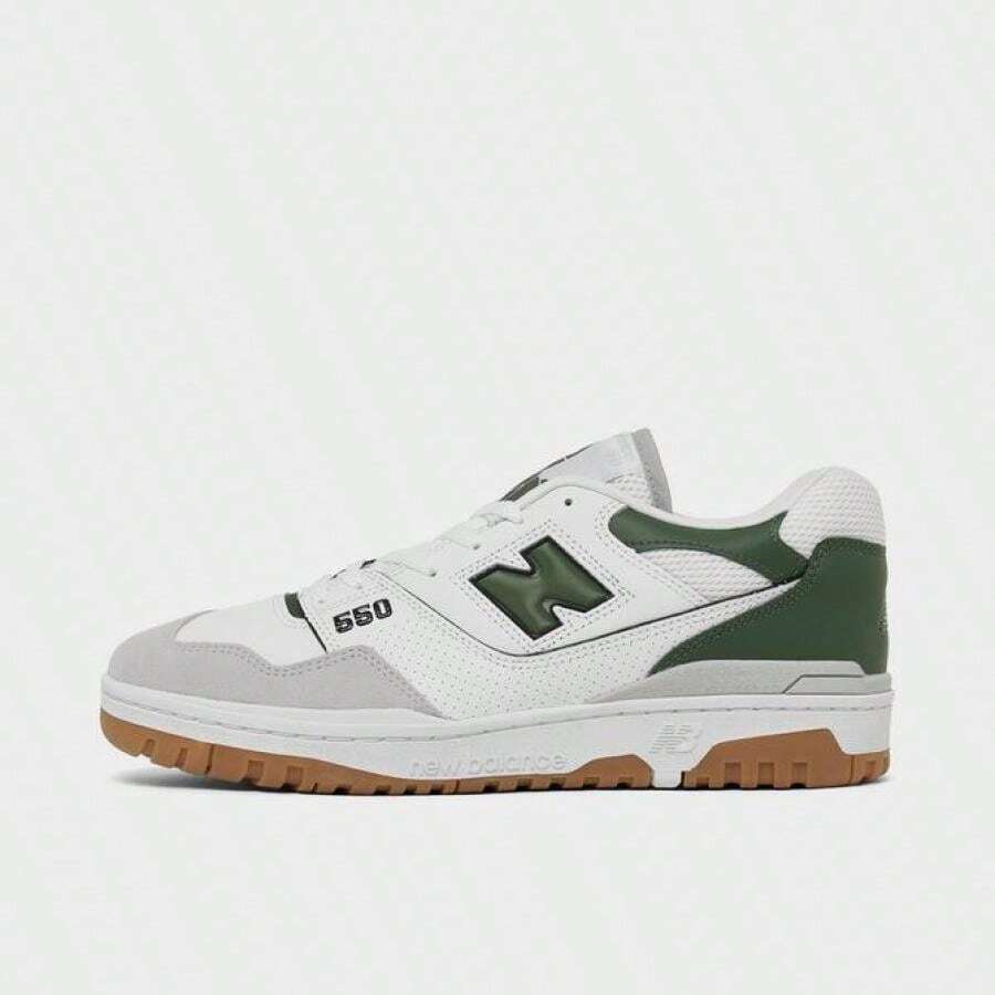 男款 New Balance 550 休闲鞋 - BB550ESB-100/白/松綠/背膠 - 查看 1