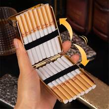 1 Pc Three Open Alloy Cigarette Case  Creative 3-Sided Carved Ultra-Thin Case Classical European, For Regular Size Cigarettes Personalized - Multicolor - View 3