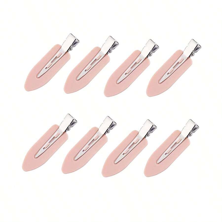 8个装防弯折发夹，防折痕发夹，卷发夹，适用于刘海、波浪卷发、化妆等各种发型，颜色随机，发夹爪夹，发卡，发饰，学习用品，发饰，头部饰品 - 粉色 - 查看 1