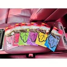 12pcs (Random Scent)  Car  Air Freshener Natural Scented Tea Paper Auto Hanging Vanilla Perfume Fragrance Leaf Shape Car Accessories Interior