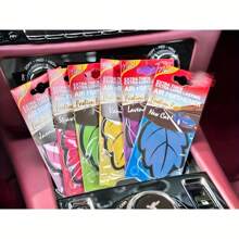 12pcs (Random Scent)  Car  Air Freshener Natural Scented Tea Paper Auto Hanging Vanilla Perfume Fragrance Leaf Shape Car Accessories Interior