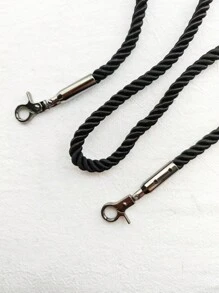 PU Leather Braided Rope Handles For Handbag Shoulder Bag Strap Handmade Bag DIY Accessories Alloy M - Black - View 3