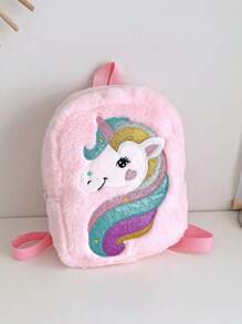 Plush Unicorn Cartoon Kids Backpack For Girls