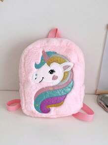 Plush Unicorn Cartoon Kids Backpack For Girls