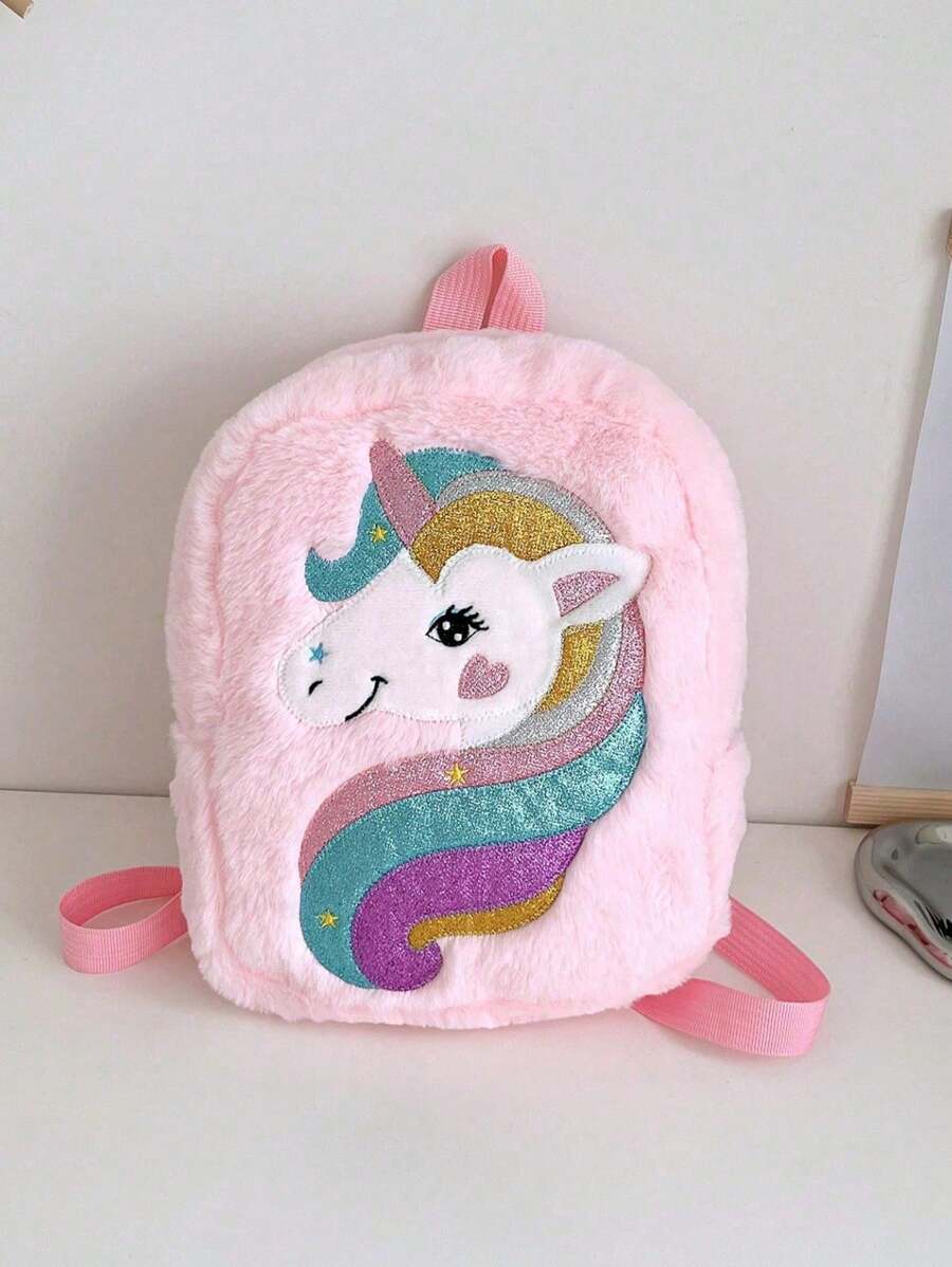 Plush Unicorn Cartoon Kids Backpack For Girls