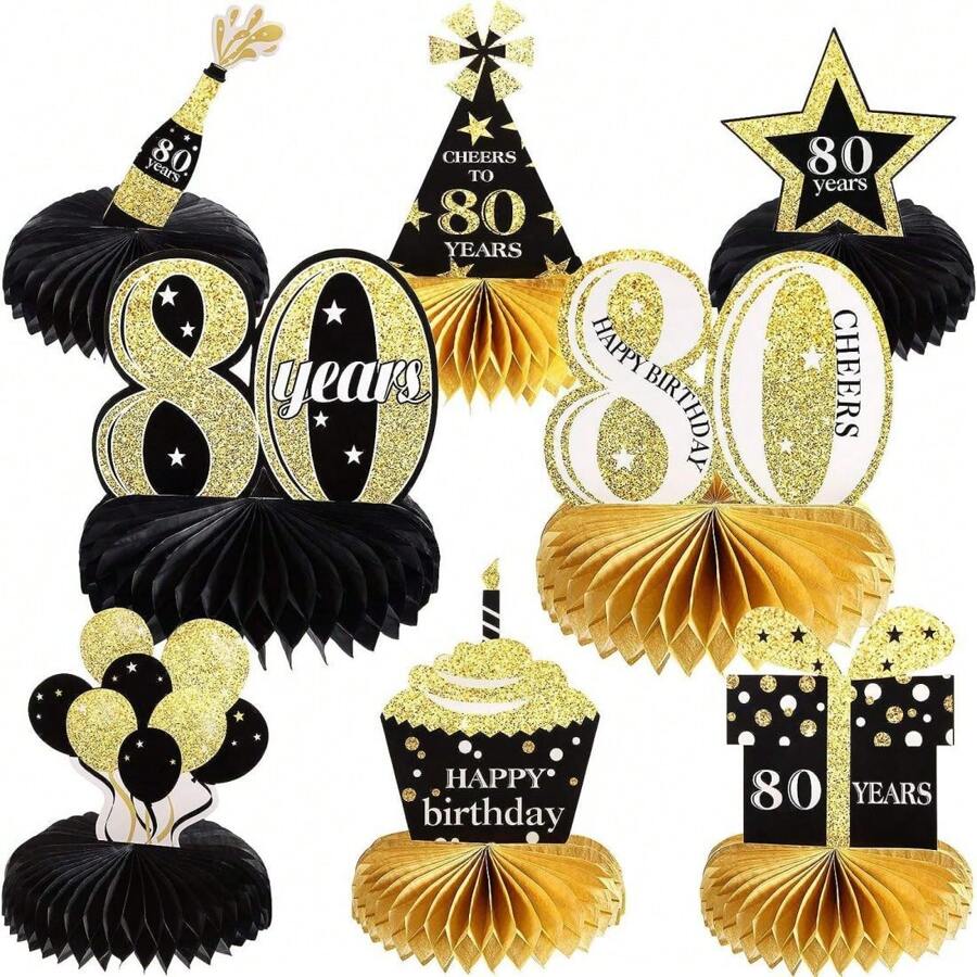 Décoration Table 70 Ans Nid D'abeille - Noir Et Doré Pour Anniversaire