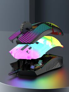 Ratón con retroiluminación LED de 7 colores con cable, ratón de juego con 4 botones y ajuste de DPI para computadora - Negro - Ver 5