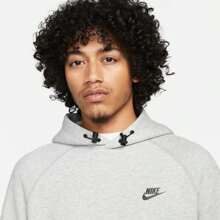 Áo hoodie chui đầu Tech Fleece - Phong cách bạn trai dành cho nam - Xám/đen - Xem 4