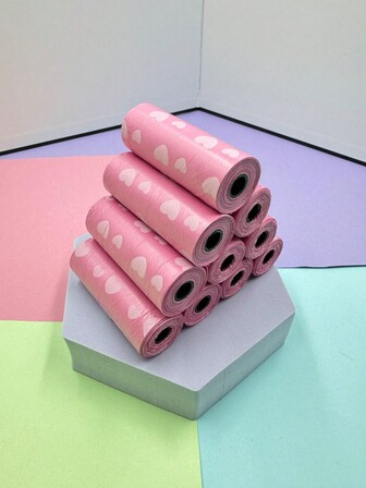 45/75/150/300/750pcs Roll Heart Pet Waste Bags, Cat Dog Poop Bags, Cat Litter Bags, Outdoor Cleaning Poop Bags