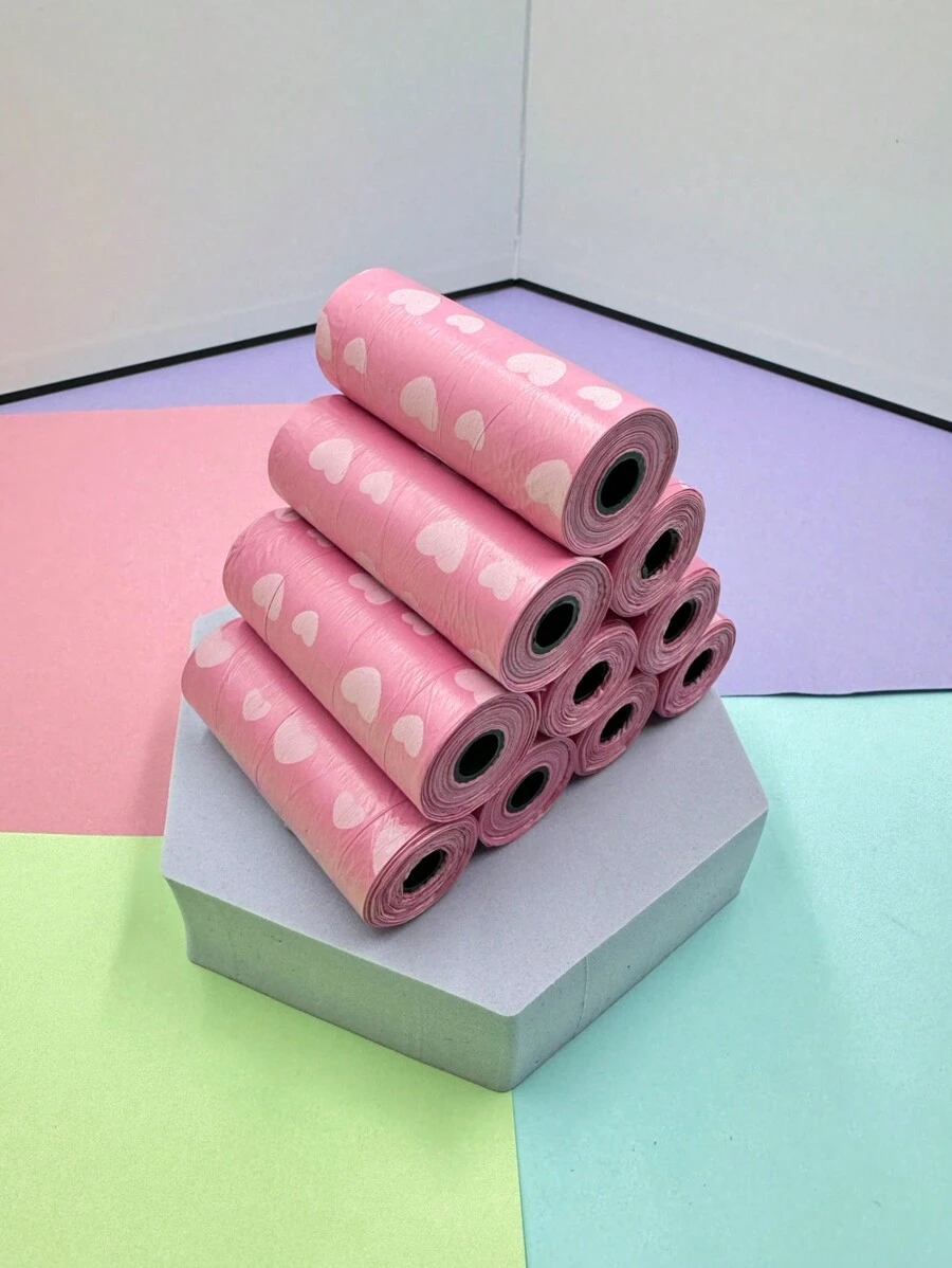 10/20卷装心形狗便袋，宠物粪便袋，防漏宠物便袋，适合户外遛狗，也可作猫砂垃圾袋，狗狗用品，便袋，爱心宠物便袋，情人节宠物礼物 - 白色 - 查看 1