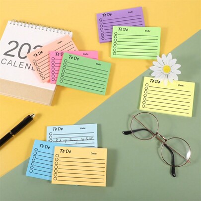 Sticky Notes With Date Markers Multi-Color Liner Sticky Notes Self-Adhesive Sticky Notes Memo Pad Memo To Do List For Planner Reminder Learning, Home Office Supplies 1pc 50sheets Back-To-School Season,School Supplies,Back To School