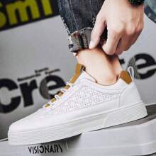 Men White Sneakers 2024 Spring/Summer New Style Student Sport And Leisure Height Increasing Breathable Shoes Recommended By Store Manager - Khaki - View 3