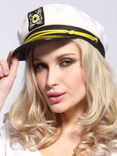 1 Stück Weiße Kapitänsmütze, klassische Seemannsmütze, Rollenspielkostüm-Accessoire für Party & Aufführung, Halloween