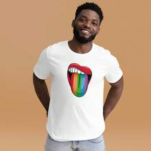 Camiseta con Orgullo LGBT. "Lengua". Playera Diversidad, Estampado Igualdad. Playera Blanca Sublimada, Manga Corta. Cuello redondo. - Blanco - Ver 5