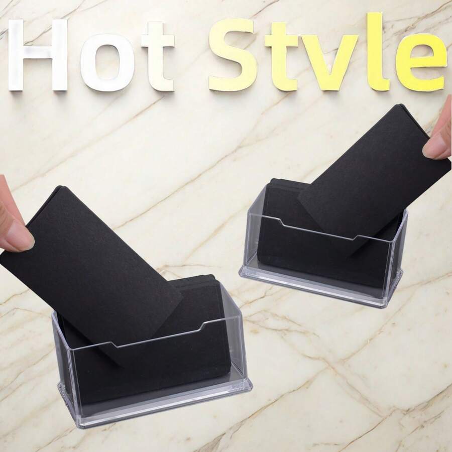 1入組儲存其他家居和辦公用品，高級亞克力卡片夾-耐用的桌上展示架，適用於名片，清晰且時尚的設計，非常適合辦公室，家庭和學校使用，節省空間方便多用 - 透明 - 查看 1