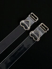 2pairs Heart-Ring Detail Transparent Shoulder Strap Body Care For Travel, Sport, Outdoor, Back To School Supplies Summer Cooling,Beach,Travel