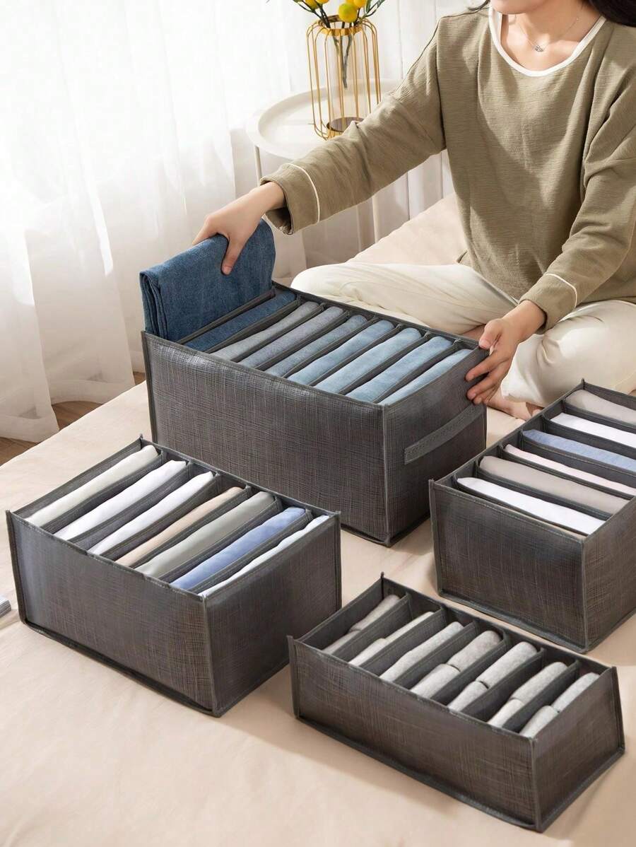 1/3/6pcs,Collapsible Clothing Storage Box, Household Fabric Storage Frame Wardrobe Organizer Decorations Decor Festival Decor Room Decor Home Decor Decor Bedroom Decor