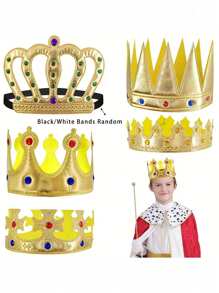 1 Peça Chapéu Decorativo de Coroa com Pedrinhas em Formato de Príncipe e Princesa para Festa de Aniversário