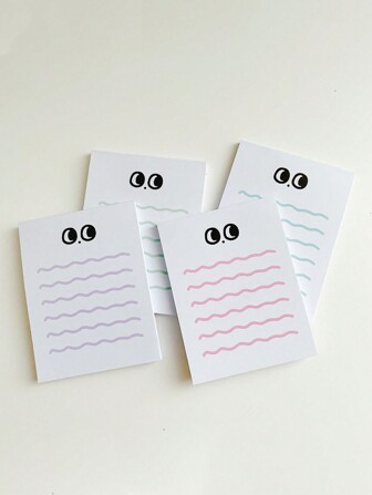 1pc 50-Page Big Eye Wave Line To-Do List Memo Pad, Planner, Message Note, Memo Book Back To School