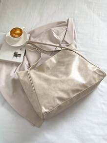 2025新款韩版包包女新款手提大包复古设计百搭单肩休闲手提包 - 白色 - 查看 4